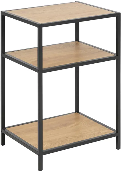ACT NORDIC Seaford nachtkastje - naturel/zwart papier eiken/Metaal, met 2 planken
